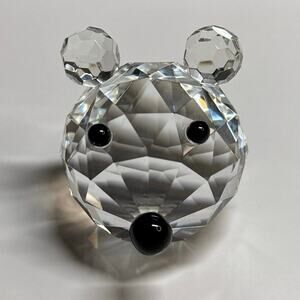 Faceted Crystal Bear Figurine – Clear Cut Glass Animal Paperweight Decor